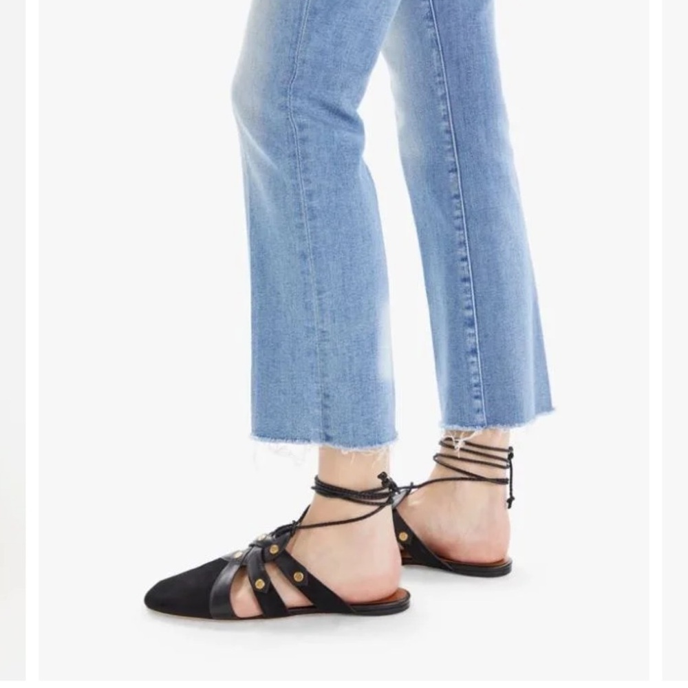 MOTHER The Hustler Ankle Fray Blue Cropped Jeans in Au Revoir Wash Size 26 - Picture 4 of 13